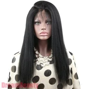 Alternative view of 360 Lace Wig Yaki Straight Extra High Density Brazilian Remy Human Hair Full Lace Wigs with Baby Hair and Natural Hairline for Black Women Natu