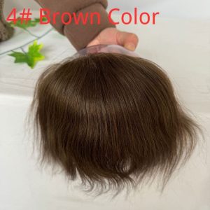 Men's V Loop Frontal Toupee PU Human Hair Hairline 100% Real Human Hair Male Replacement 1B Natural Black Hair Patch - Image 8