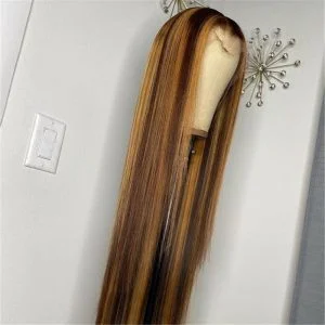 Virgin Human Hair Fashion Blonde Ombre Color Lace Front Wig