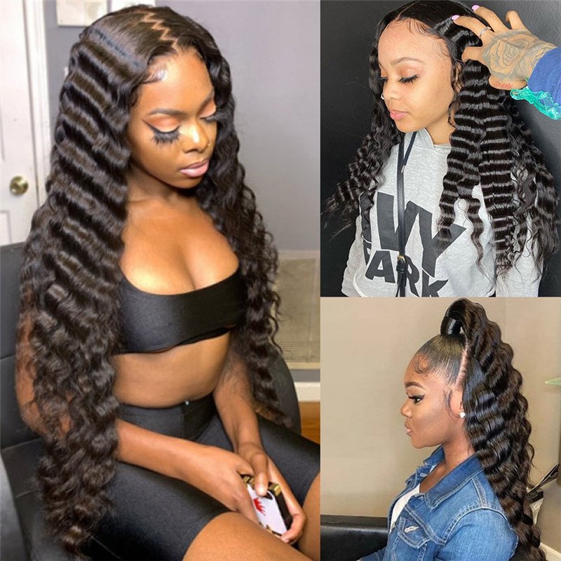 Deep Wave Frontal Wig 13X4 Brazilian Remy Lace Front Human Hair Wigs For Black Women Deep Wave Lace Front Wig Human Hair 30 32'' - Image 4