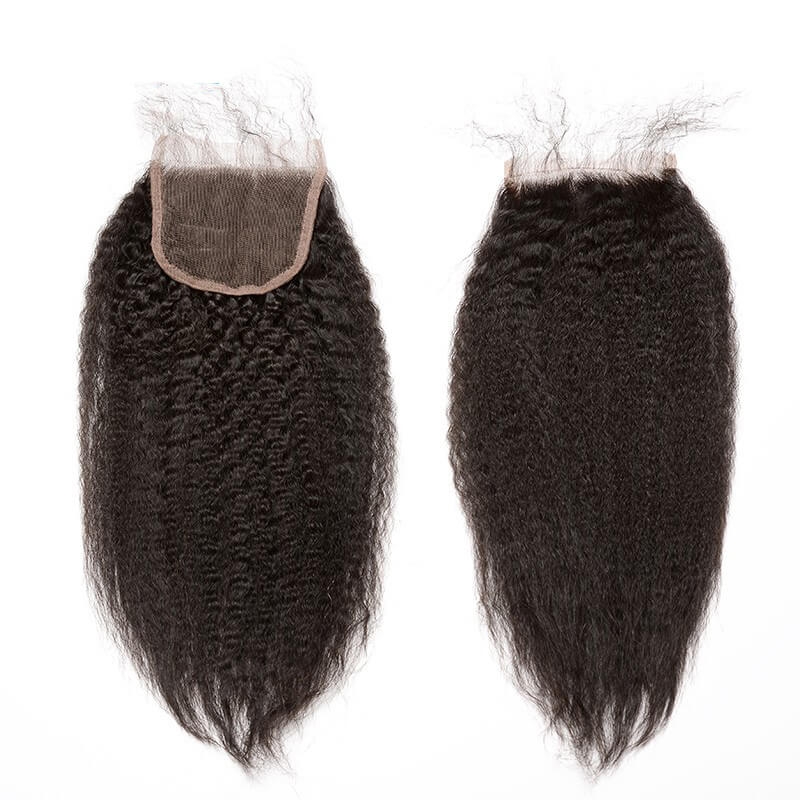 5x5 Transparent HD Swiss Thinner lace Kinky Straight Natural Color Brazilian Human Hair Lace Top Closures Bleached Knots