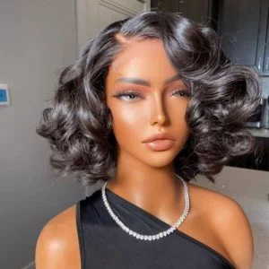 Alternative view of 13x4 Lace Front Wig Wavy Brazilian Human Hair  Wigs 180% Density 13x6 Lace Wigs For Black Women Black Color Natural Hairline with Baby Hair