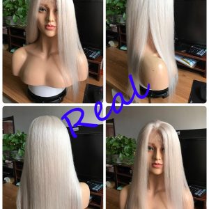 Color #60 Straight Brazilian Human Hair Lace Wigs 130% Density Bleached Knots With Natural Baby Hair Pre Pluched Hair Line For Women - Image 5