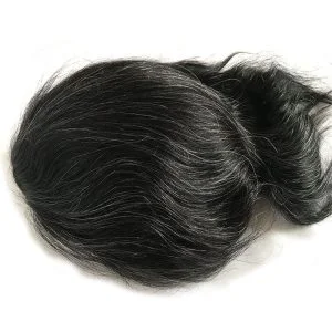 Men's Toupee 10×8 inch 1B Mix 80% Grey Hair Thin Skin Hairpiece Hair Replacement System Monofilament Net Base for Men - Image 14