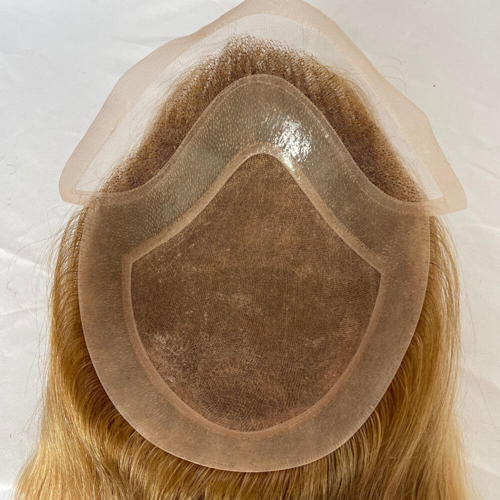 Silky Straight Wave 12 Inch Long Human Hair Toupee for Men 8x10 Hairpieces Human Hair Mens Toupee Mono Net with PU around Ombre Ash Blonde Color - Image 10