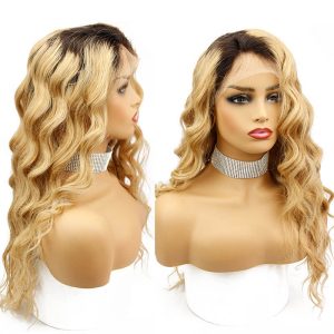 Ombre Colored Brazilian Human Hair Lace Wigs 1B/27 Loose Wave Hair Lace Wigs Bleached Knots Pre Plucked Hair Line with Natural Baby Hair - Image 3