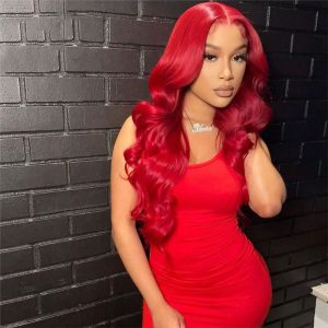 Alternative view of Body Wave Red Colored Human Hair Lace Wigs Brazilian Remy Human Hair Wigs For Women