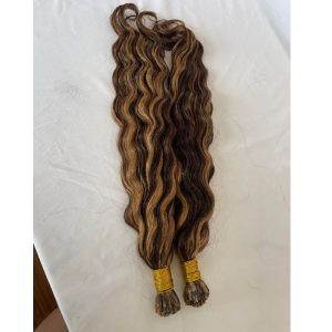 Flat K Tip Hair Extensions Real Human Cambodian Hair Highlight 4/27 Keratin Real Human Hair Flat Tip Keratin Hair Extensions Hot Fusion Flat Tip Extensions - Image 6