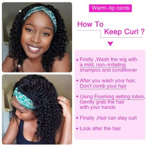 HeadBand Wig Curly Human Hair Wig None Lace Front Wigs for Black Women Deep Wave Machine Made Wigs Natural Color 150% Density - Image 4