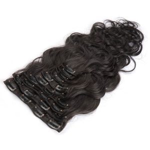 Clips in Hair Extension Unprocessed Body Wave Natural Color Brazilian Human Hair