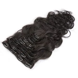Clips in Hair Extension Unprocessed Body Wave Natural Color Brazilian Human Hair