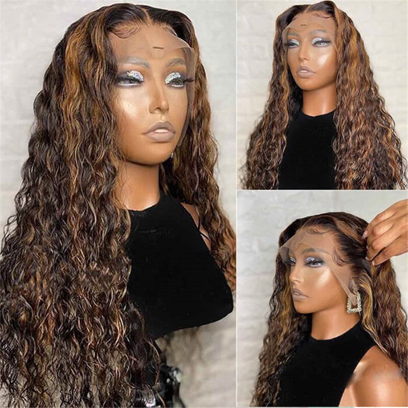 #4/30 Water Wave Highlight Hd Lace Front Human Hair Wigs Pre Plucked Fast Shipping - Image 3