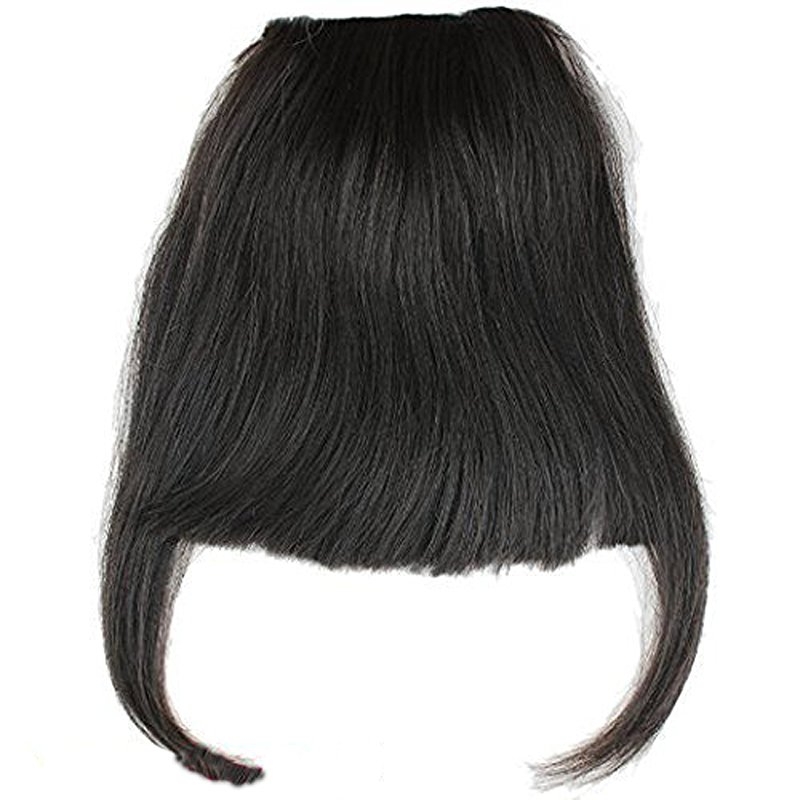 #1 Clip-in Front Hair Bangs Full Fringe Short Straight Hairpieces Brazilian Virgin Human Hair Extensions for women 6-8inch - Image 2