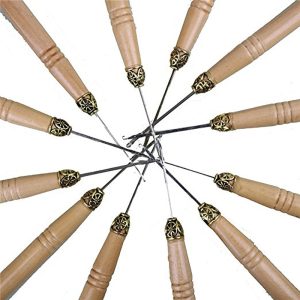 12pcs/lot Wooden Handle Latch Hook for Wig Ventilating Crochet Needles - Image 4