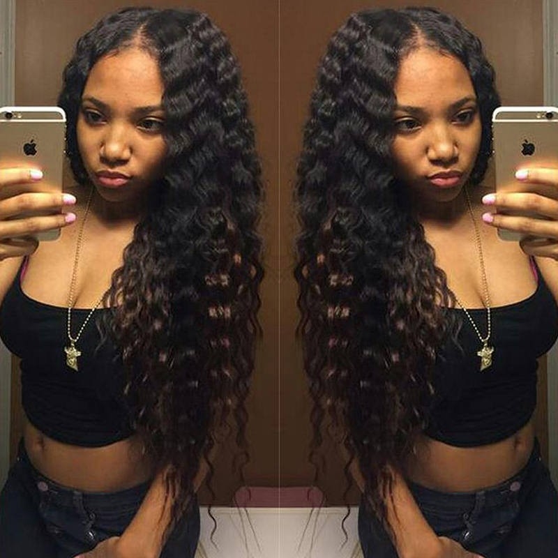 Human Hair Lace Front Wigs Deep Wave Pre-Plucked Natural Hair Line 180% Density Human Hair Wigs No Shedding Hidden Knots