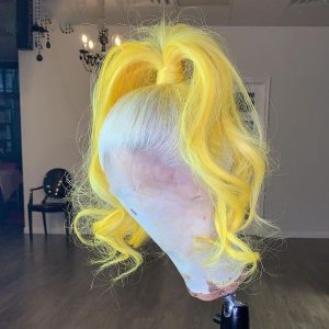 Transparent Lace Wigs #60 Yellow Colored Human Hair Wigs Body Wave Brazilian Remy Brown Yellow Ombre Lace Front Wig Closure Wig - Image 3