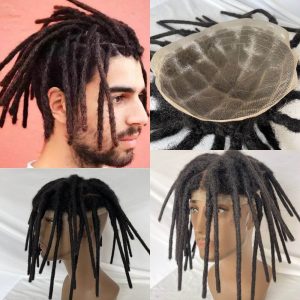 Alternative view of 8 Inch 8x10 Transparent Full Swiss Lace Base Afro Dreadlock Extensions Toupee For Men Extensions Human Hair Dreadlock Hairpieces Replacement System