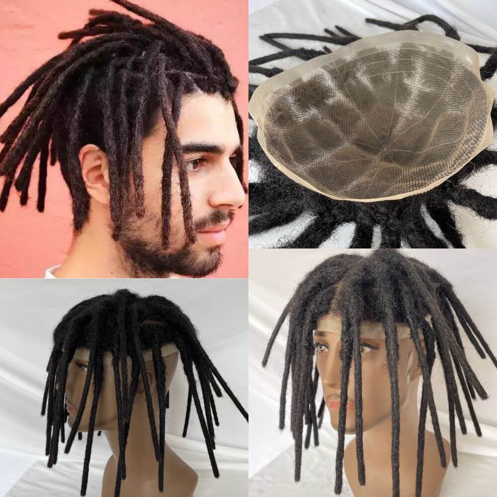 8 Inch 8x10 Transparent Full Swiss Lace Base Afro Dreadlock Extensions Toupee For Men Extensions Human Hair Dreadlock Hairpieces Replacement System - Image 2