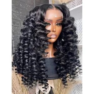 Alternative view of 13x6 Lace Front Wig Loose Deep Curly Brazilian Human Hair  Wigs 180% Density 13x4 Lace Wigs For Black Women Natural Color Natural Hairline with Baby Hair