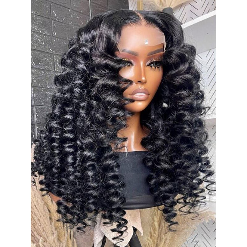 13x6 Lace Front Wig Loose Deep Curly Brazilian Human Hair Wigs 180% Density 13x4 Lace Wigs For Black Women Natural Color Natural Hairline with Baby Hair - Image 2