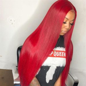 Straight Red Lace Front Human Hair Wigs 99J Brazilian Remy Red Colored Wigs For Women Red Lace Front Wig Bleached Knots 150% - Image 4