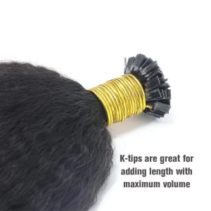 K Tip Hair Extensions Human Hair Kinky Straight Virgin Indian Human Hair Bundles K Flat Fusion Microlinks Hair Extensions For Black Women - Image 6