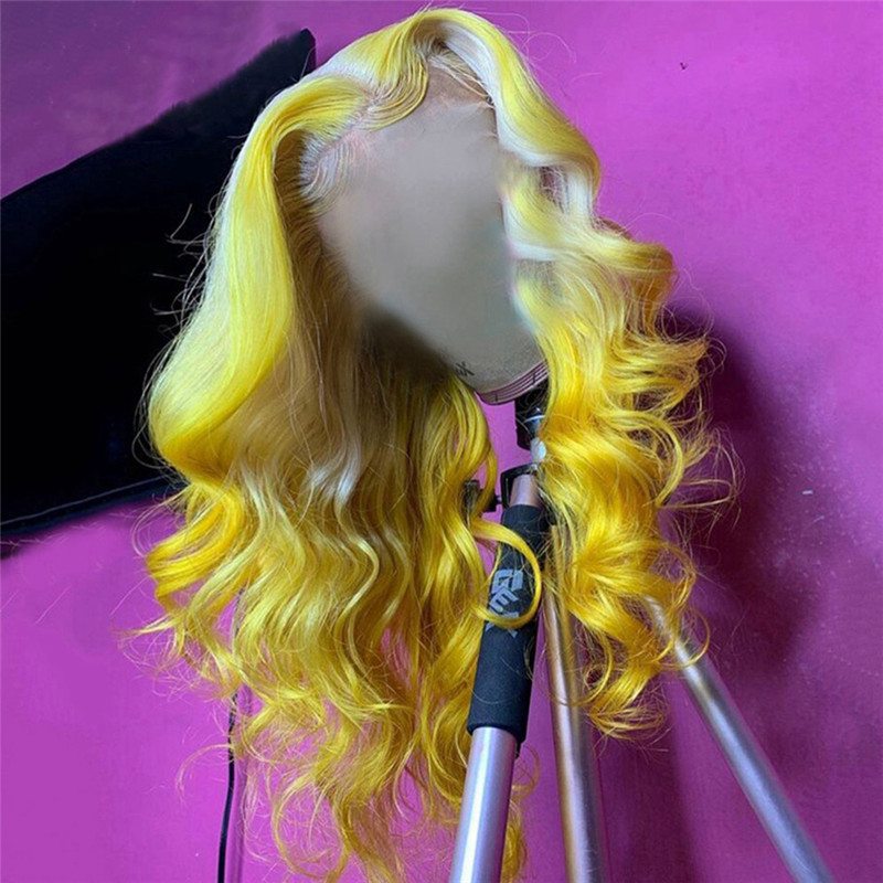 Transparent Colored Wigs Wavy Pink Yellow Lace Front Human Hair Wigs For Women Brazilian Remy Red Lace Front Wig Pre Plucked - Image 4