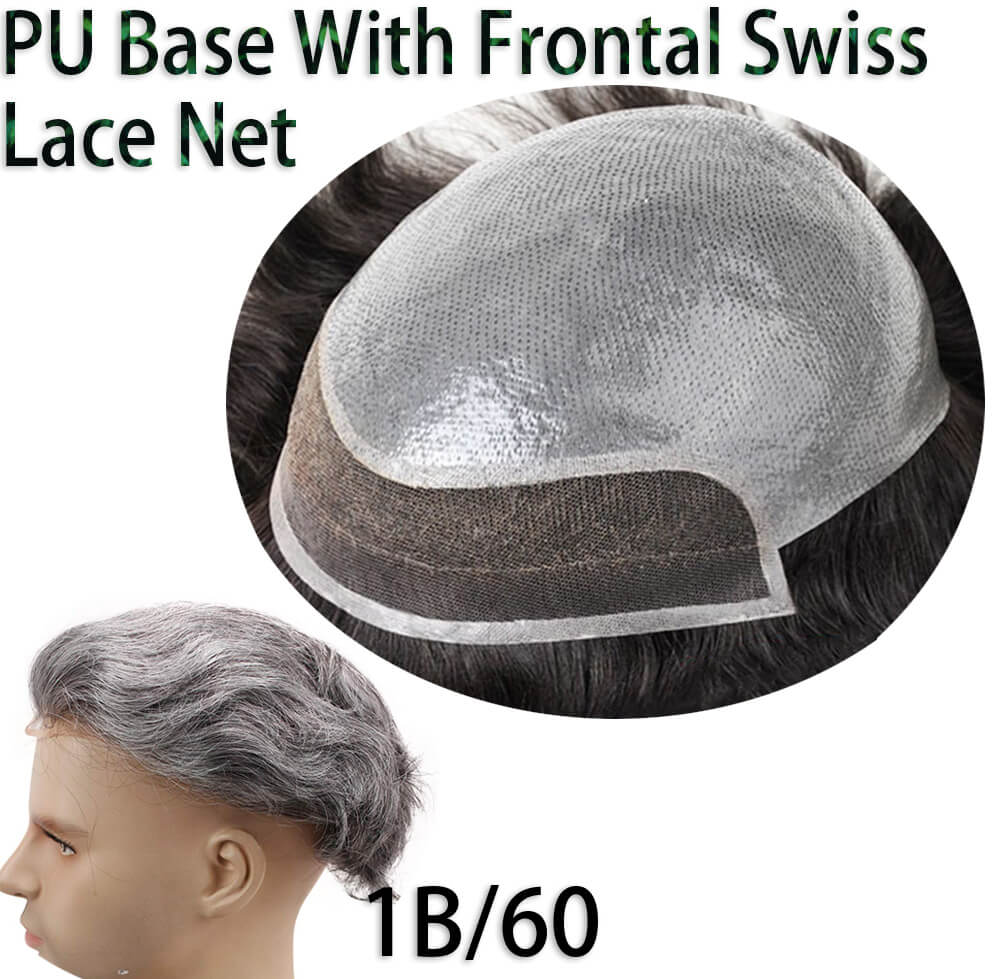 Hairpieces Replacement System For Men Swiss Lace Net With Half Pu Around Hair 100% European Remy Human Hair 10x8 - Image 15