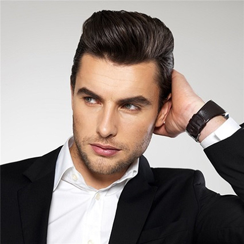 Men's Toupee Human Hair Hairpieces for Men 10x8 inch Thin Skin Hair Replacement System Monofilament Net Base (1b)