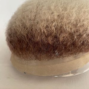Men Toupee Human Hair Afro Curly Ombre #60 White Color Toupee for Men 8x10 inch Afro Curl Toupee for Black Men Full French Lace Hair System 360 Weave Men Toupee Hair System - Image 18