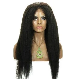 Alternative view of Brazilian Human Hair Lace Front Wigs Kinky Straight Human Hair Natural Black Bleached Knots Pre-Plucked With Natural Hairline