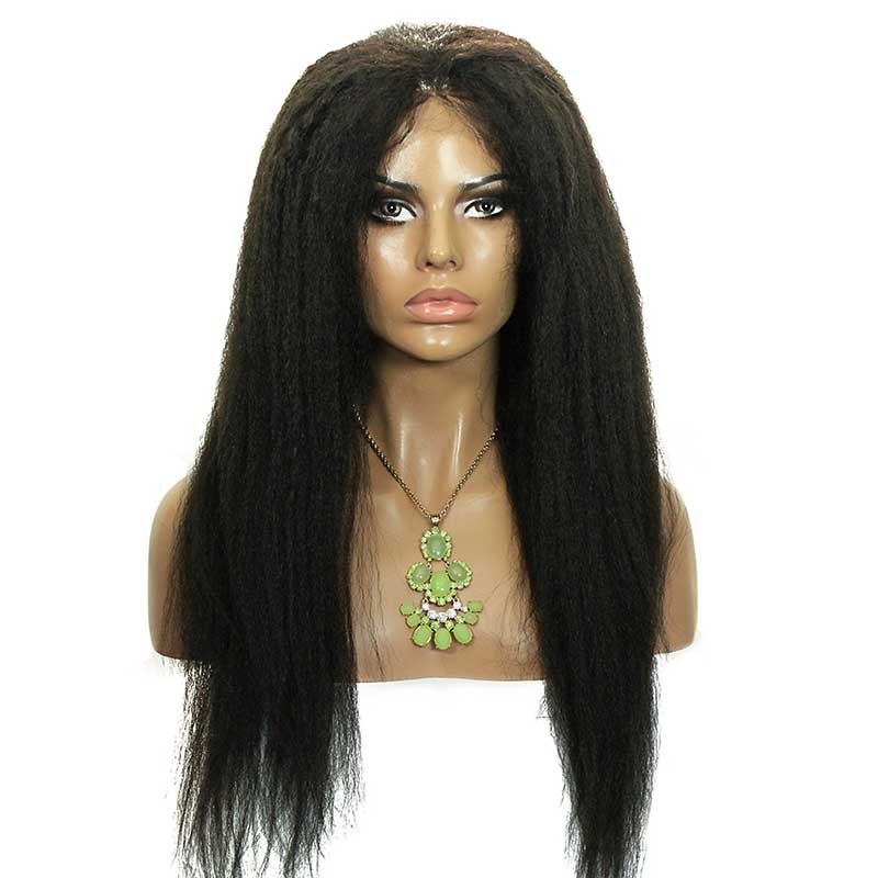 Brazilian Human Hair Lace Front Wigs Kinky Straight Human Hair Natural Black Bleached Knots Pre-Plucked With Natural Hairline - Image 2