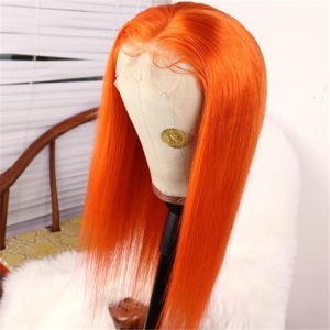 Fashion Peruvian Hair Lace Front Fall Orange Color Styled Wig - Image 3