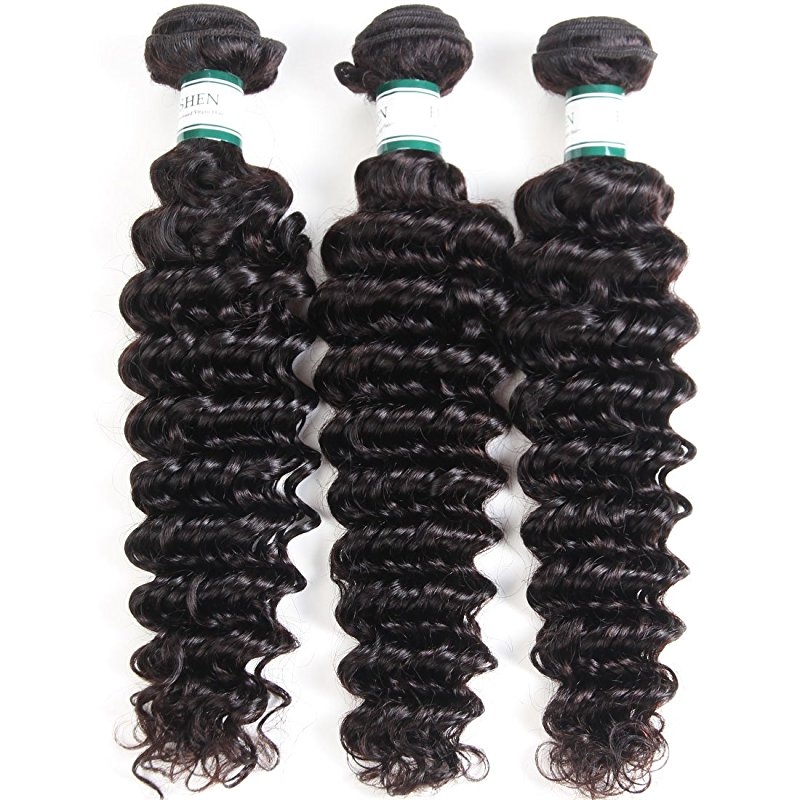Brazilian Deep Wave 3 Bundles with Closure 8A Unprocessed Deep Curly Human Hair Extensions with Three Part Lace Closur Remy Hair - Image 2