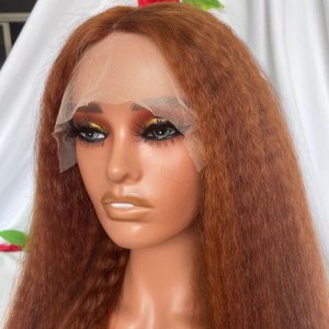 Reddish Brown Colored Italian Yaki Straight Brazilian Human Hair 13X4 Lace Front Wig Pre Plucked 100% Human Hair Wigs For Women - Image 3