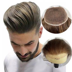 Alternative view of Mens Toupee HD Hair Replacement SystemsSwiss Lace 100%Human hair All by Hand Tied