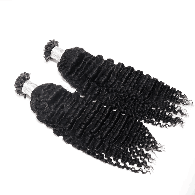 Afro Kinky Curly Flat K Tip Extensions Human Hair K Tip Hair Flat Tip Hair Extension Curly K Flat Tip Virgin Hair Keratin Flat Microlinks Hair Extensions for Black Women - Image 3