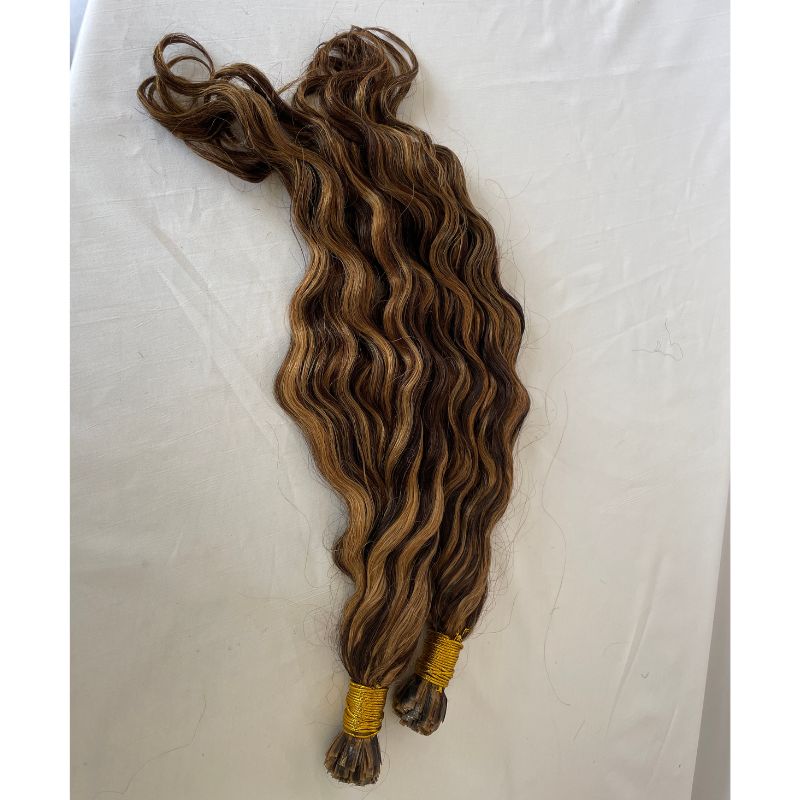 Flat K Tip Hair Extensions Real Human Cambodian Hair Highlight 4/27 Keratin Real Human Hair Flat Tip Keratin Hair Extensions Hot Fusion Flat Tip Extensions - Image 8
