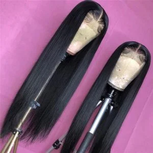 Alternative view of Long Straight 8-28inch Lace Front Human Hair Wigs For Women Bleached knots Brazilian Remy Lace Front Wig Pre Plucked Lace Wigs