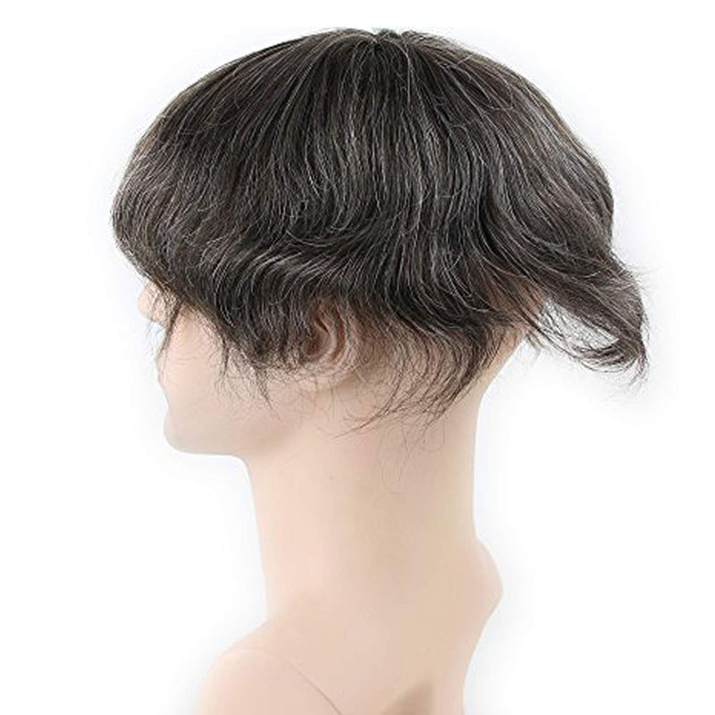 Toupee For Man's Hair Replacement System Wigs With Soft Thin 10"X 8" Mono Lace Hairpiece 90% #5 Brown Human Hair Mixed 10% Grey Hair - Image 10