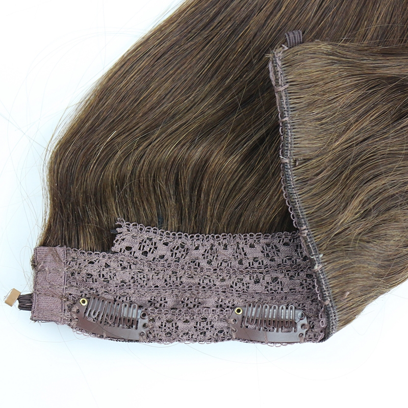 Brazilian Human Hair Flip Hair Extension Color #4 Flip In Hair Extension Straight Hair - Image 5