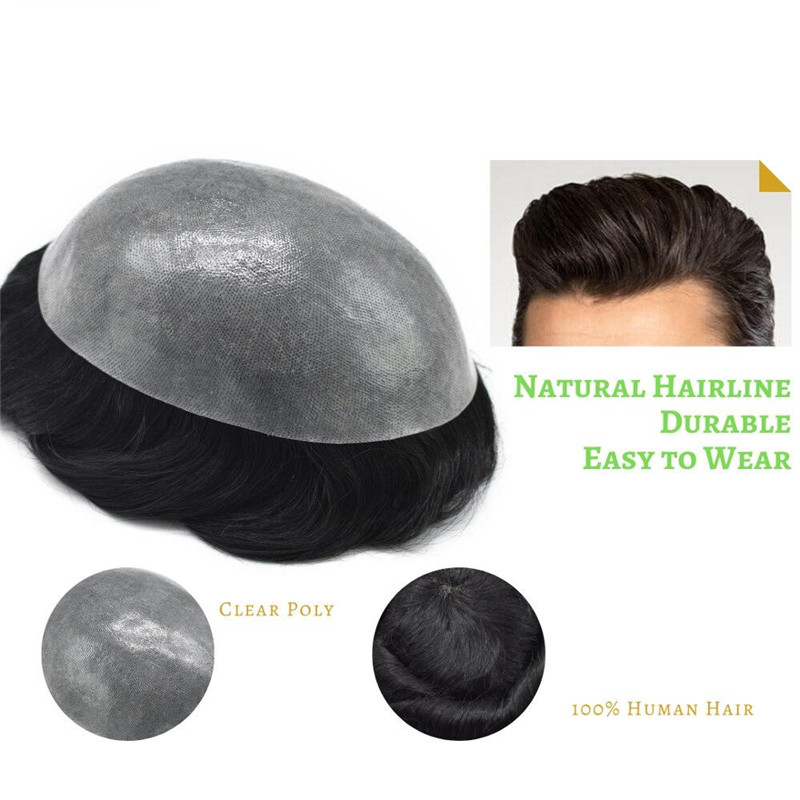 Stock Toupee Men’s Toupee Soft Thin Skin 0.06mm PU 10x8inch Hair Replacement for Men's Hairpiece 100% European Human Hair Pieces for Man - Image 3