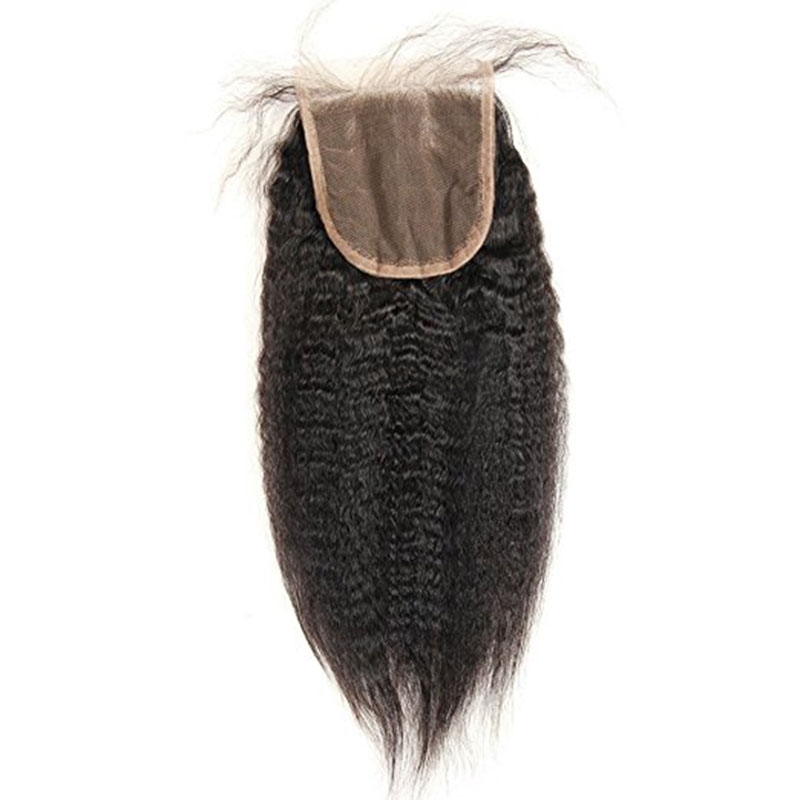 Mongolian Human Hair Kinky Straight Hair Bundles With Lace Closure 4pcs Mink Kinky Straight Hair - Image 4