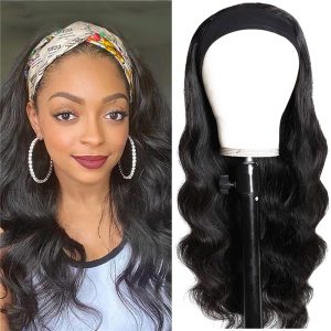 Alternative view of Ombre Highlight Body Wave Headband Wigs Human Hair Balayage Brown Wig With Dark Roots, Brazilian Virgin Hair Glueless None Lace Front Wig