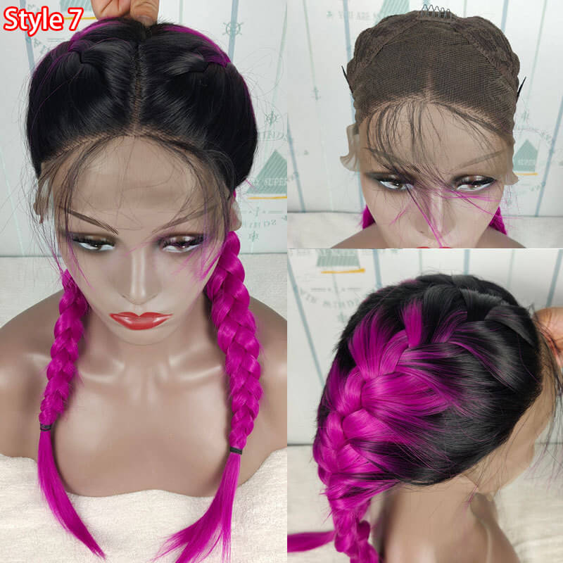High Quality Braid Synthetic Wig Attractive Design Cornrows 4 Braids Hair Hand Tied Lace Front Braided Synthetic Hair Wig Black - Image 10