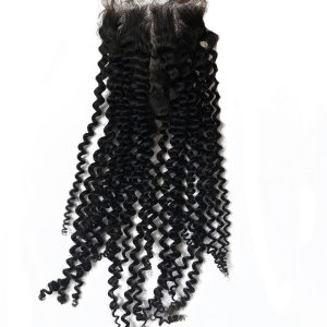 Transparent HD Swiss Thinner lace Kinky Curly Lace Top Closure Natural Baby Hair Bleached Knots Brazilian Human Hair Lace Size 5x5 - Image 2