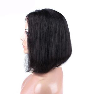 Short Black Bob Human Hair Straight Brazilian Remy Lace Front Wig 180% Density Hair Wigs Natural Baby Hair For Sale - Image 3