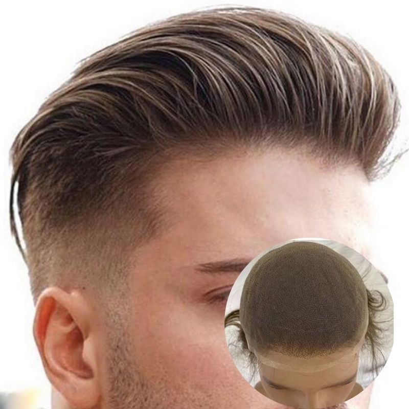 Swiss Full Lace Men's Toupee 4 Color European Human Toupee For Men 8 x10 Inch Lace Mens Wigs Hair System