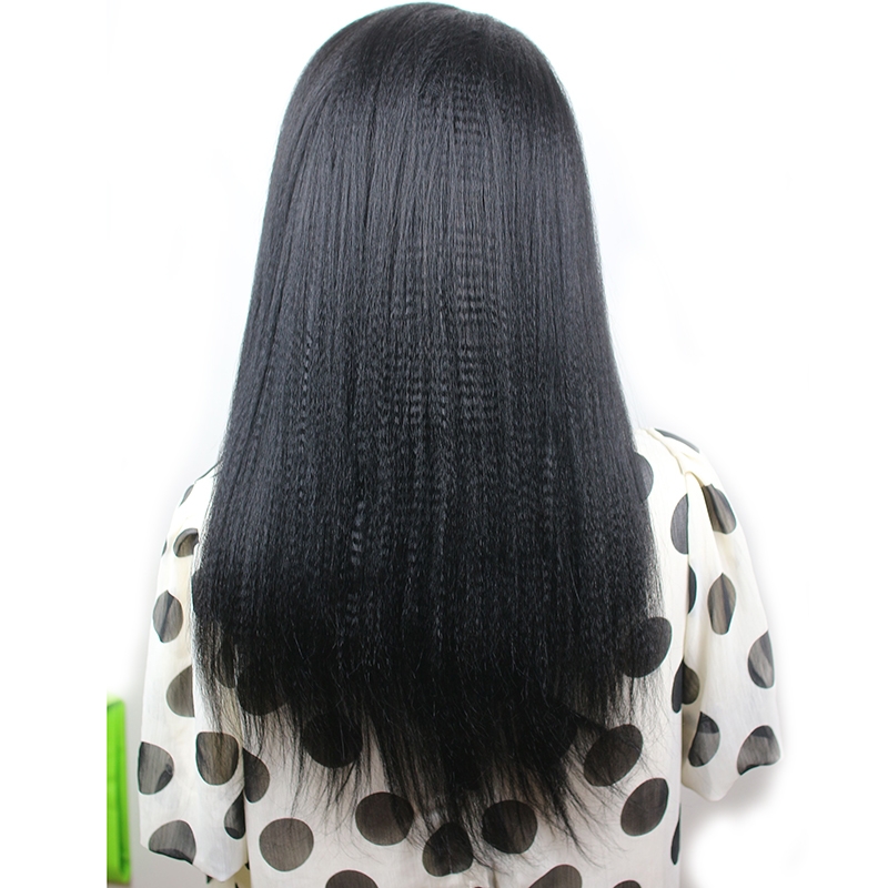 300% High Density Lace Front Human Hair Wigs for Women Yaki Straight Glueless Brazilian Remy Human Hair Italian Yaki Lace Front Wig (22 inch) - Image 5