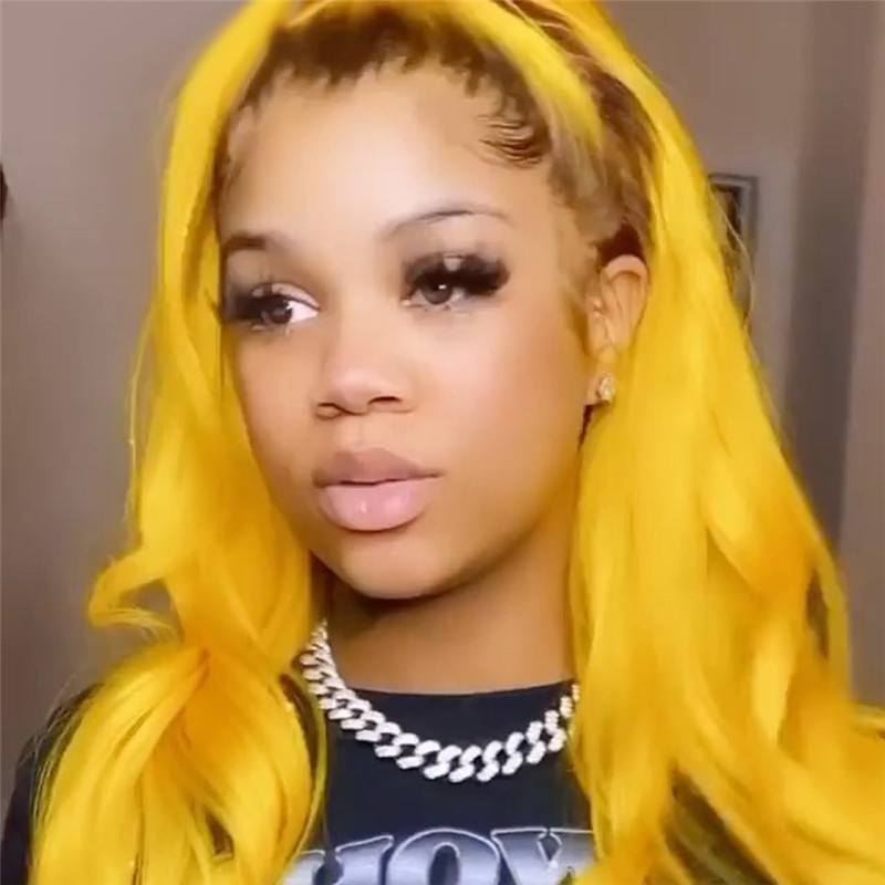 Body Wave Brown Yellow Ombre Lace Front Wig Pre Plucked Brazilian Remy Brown Human Hair Wig #60 Yellow Colored Wigs Transparent - Image 5